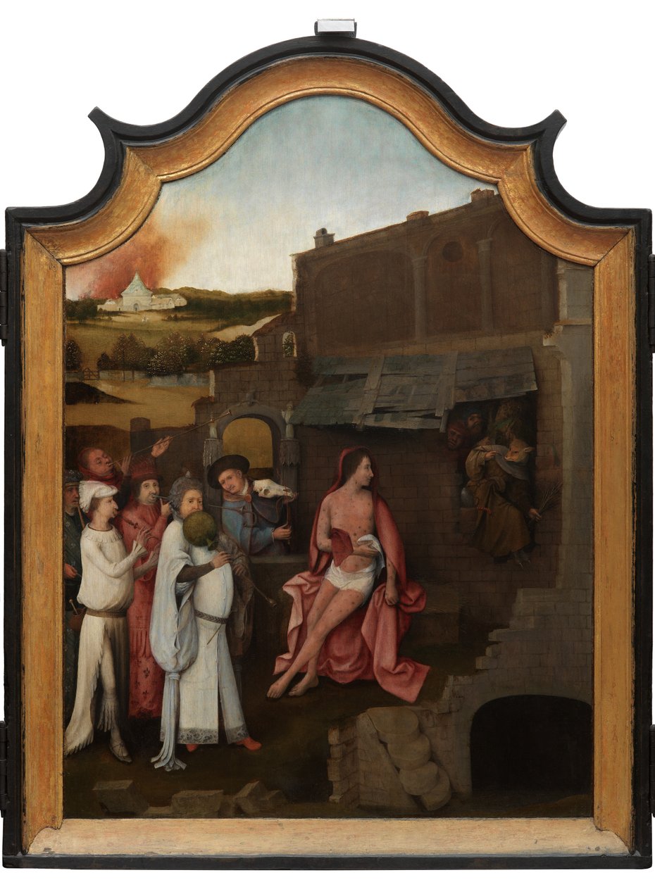 Centraal paneel van het drieluik van Job, ca. 1500-24 door Hieronymus Bosch