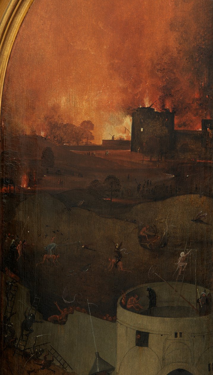 Detail van het rechter paneel van het Laatste Oordeel door Hieronymus Bosch