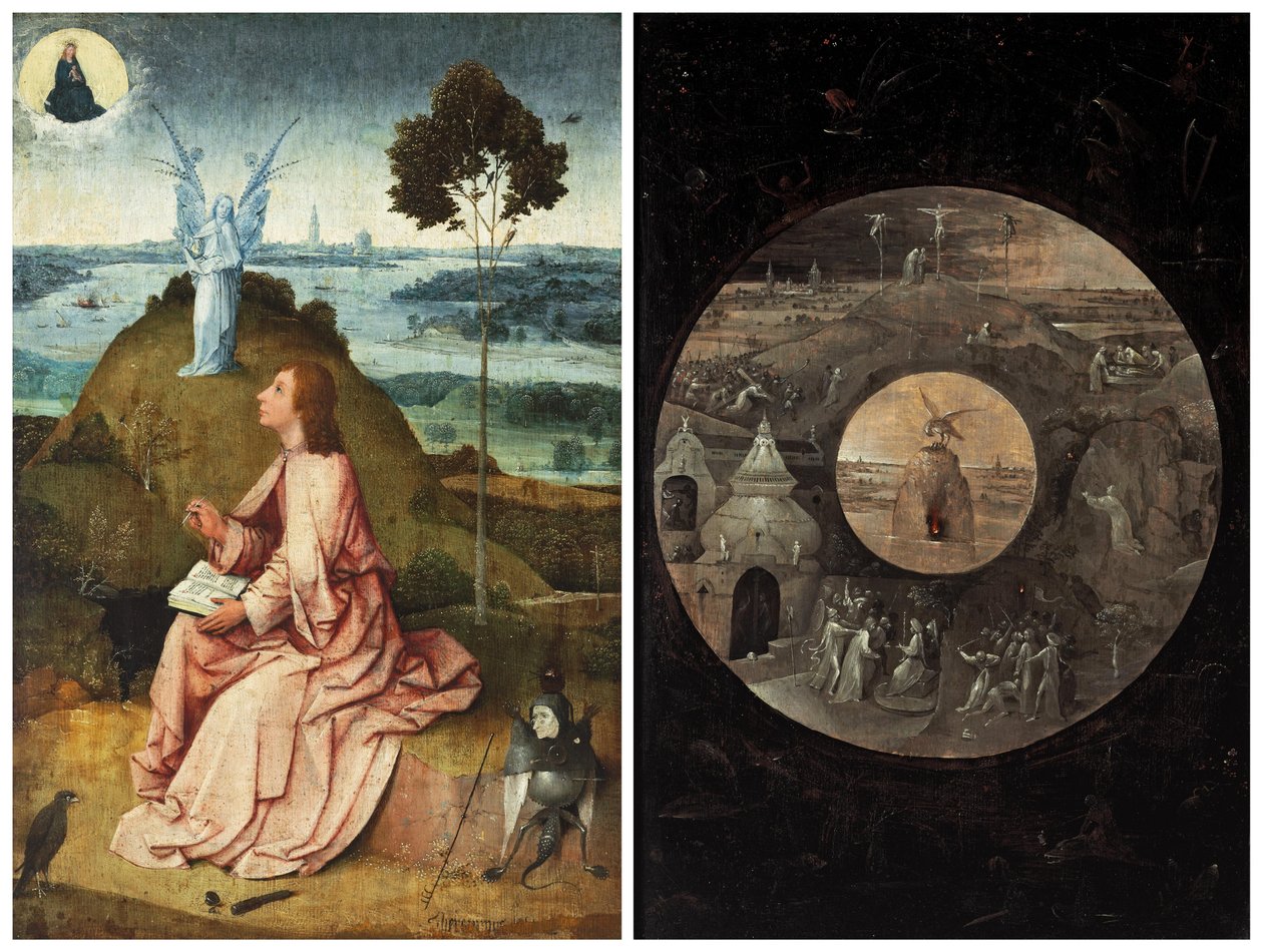 Johannes op Patmos / Taferelen uit het lijden van Christus door Hieronymus Bosch