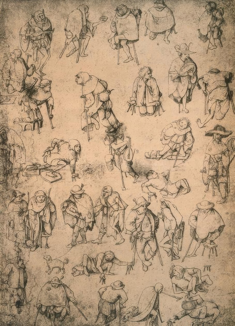 Kreupelen, bedelaars en bedelmuzikanten door Hieronymus Bosch