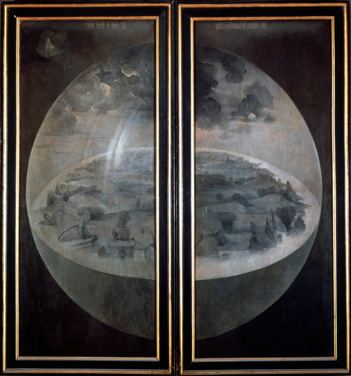 De Schepping van de Wereld, gesloten deuren van het drieluik De Tuin der Lusten, ca. 1500 door Hieronymus Bosch