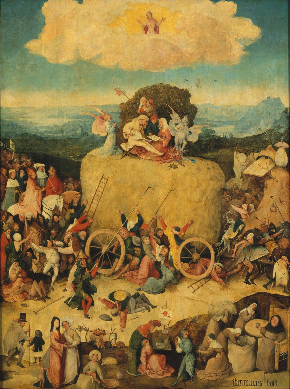 De Hooiwagen Drieluik Middenpaneel, ca. 1516 door Hieronymus Bosch