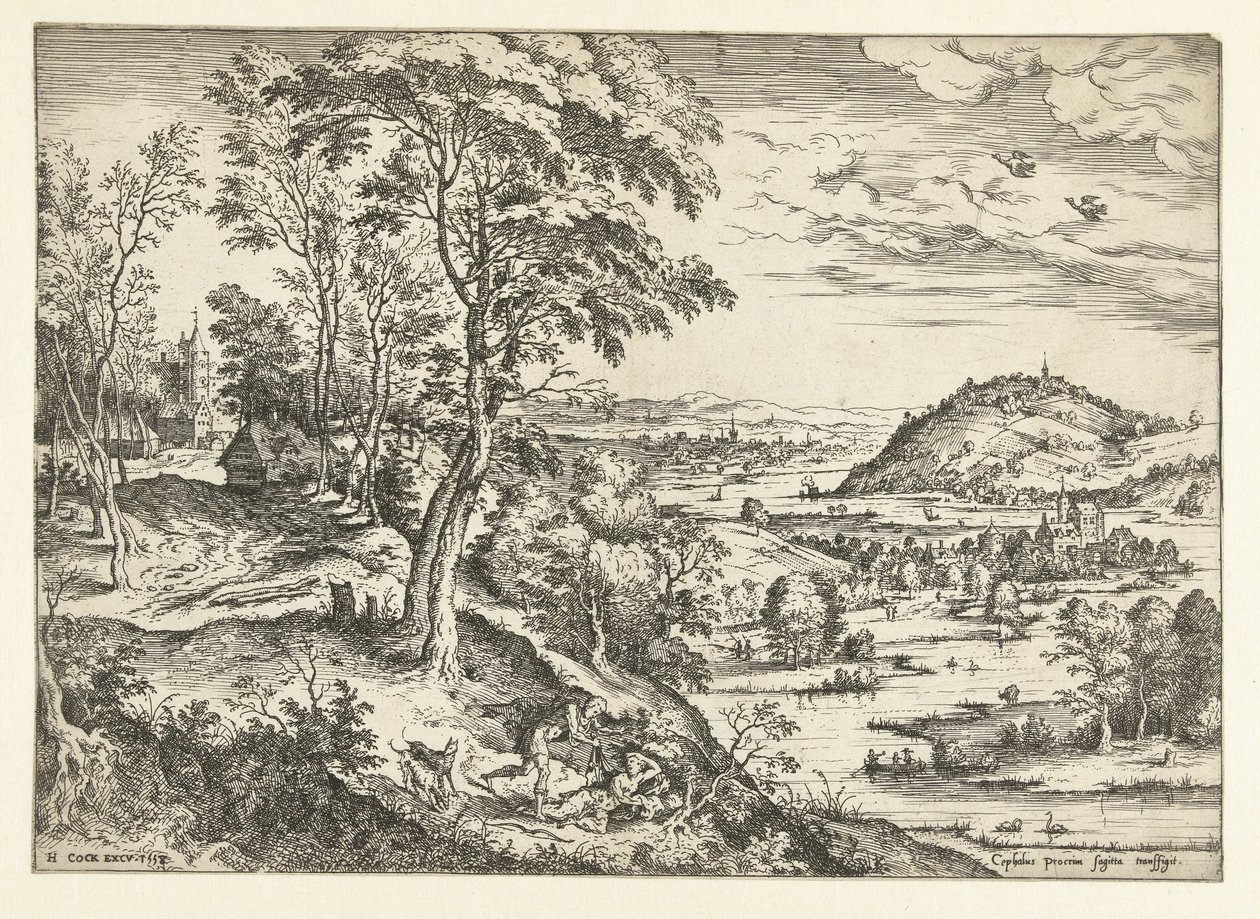 Cephalus en Procris door Hieronymus Cock