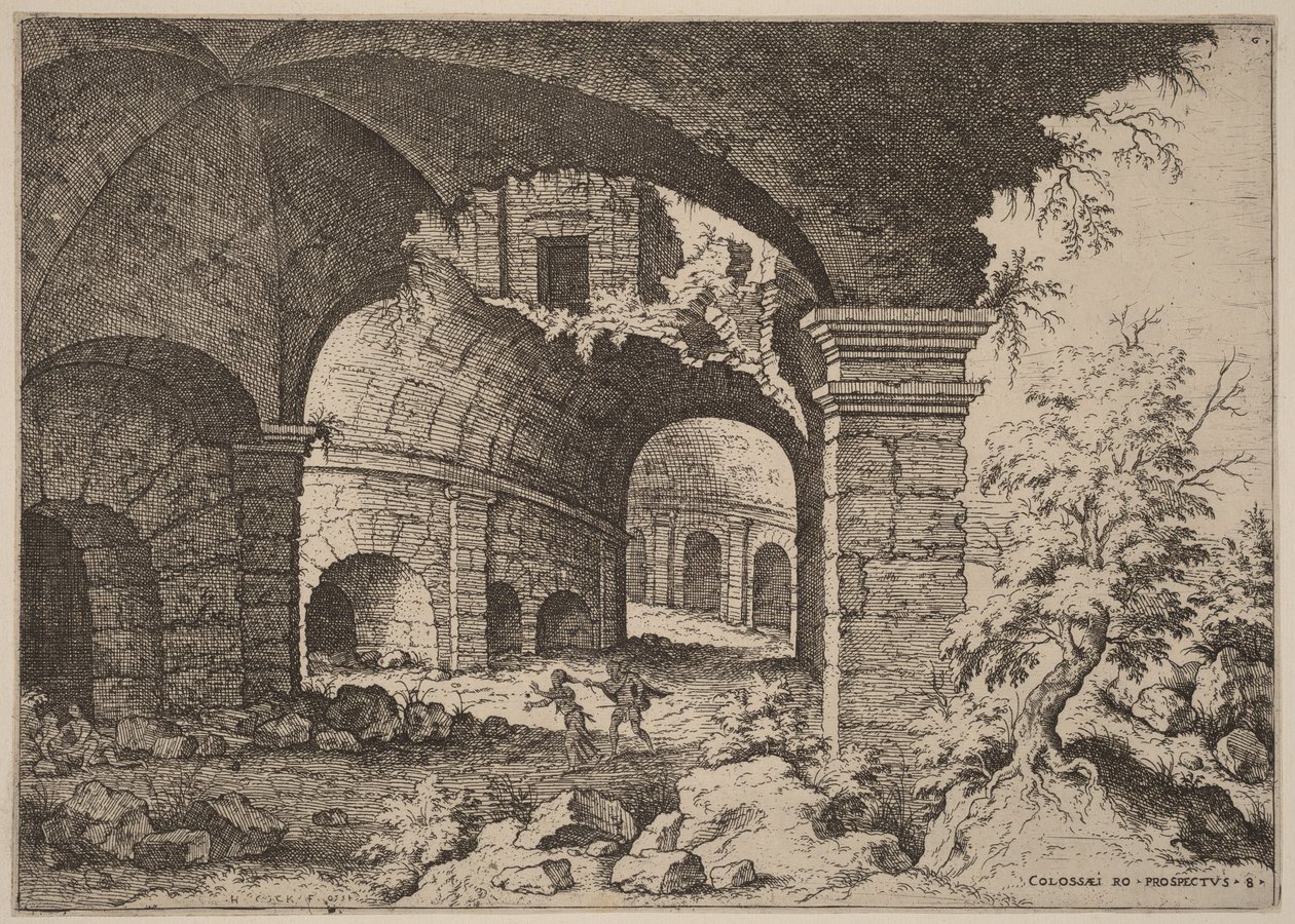 Achtste afbeelding van het Colosseum door Hieronymus Cock