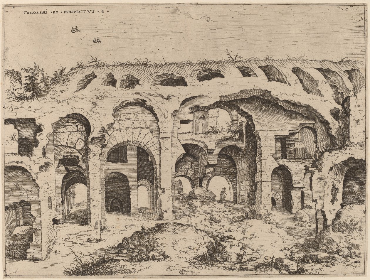 Vierde uitzicht op het Colosseum door Hieronymus Cock