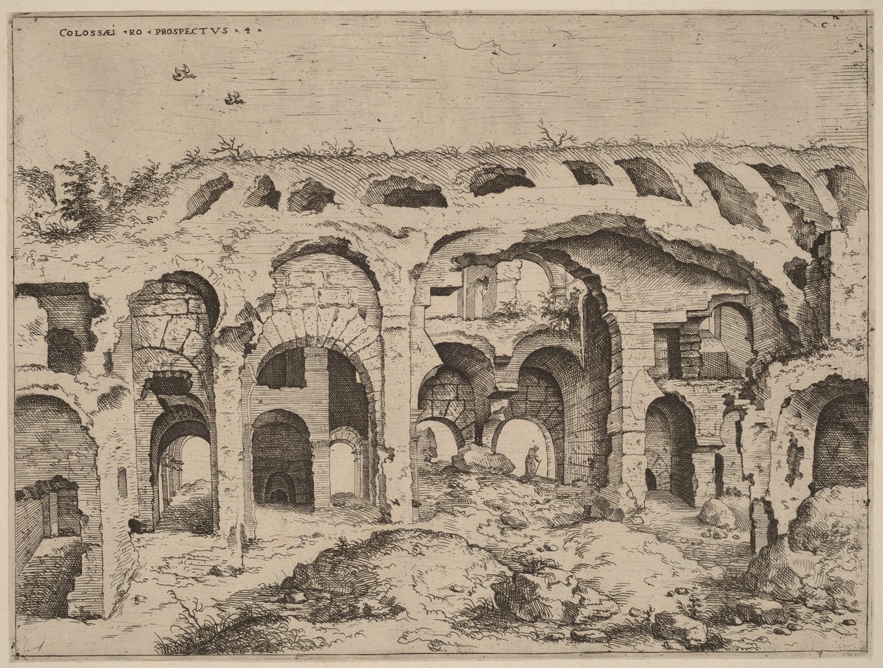 Vierde afbeelding van het Colosseum door Hieronymus Cock