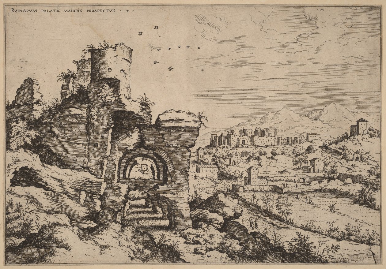 Ruïnes op de Palatijn, met uitzicht op de baden van Caracalla door Hieronymus Cock