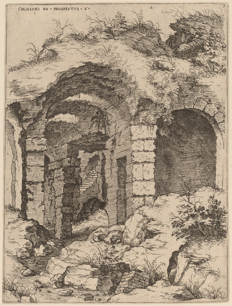 Zesde Uitzicht op het Colosseum door Hieronymus Cock