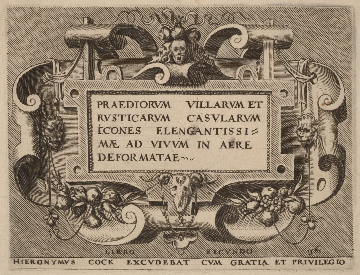 Titelpagina van „Praediorum Villarum“ door Hieronymus Cock