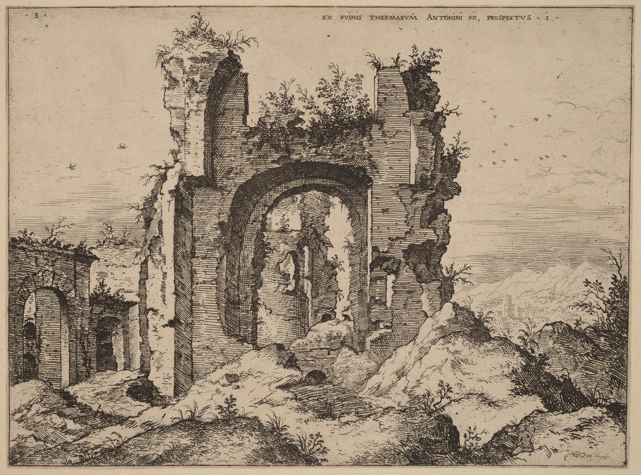 Uitzicht op de Thermen van Caracalla door Hieronymus Cock
