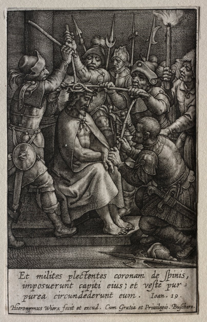 De Passie: De Kroning met Doornen door Hieronymus or Jerome Wierix