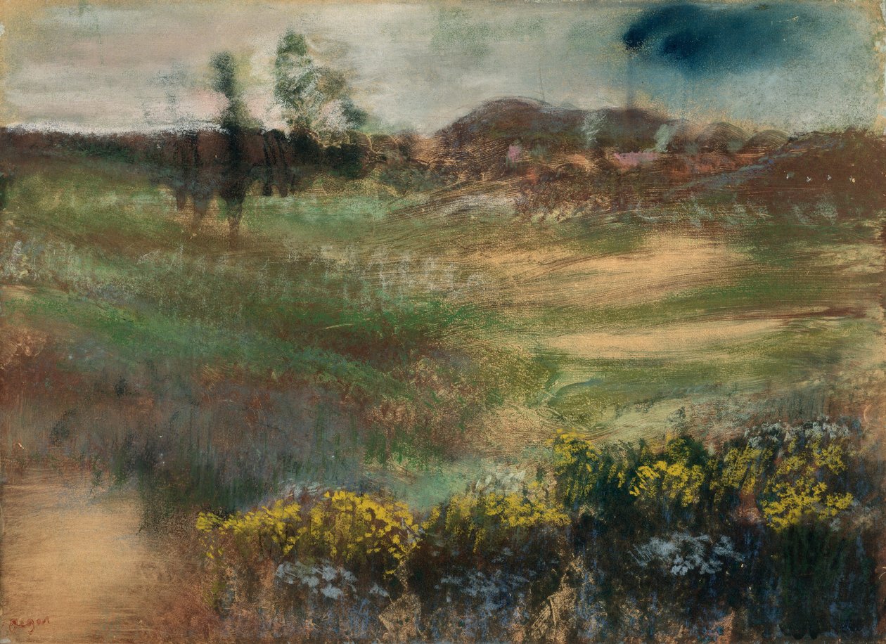 Landschap met schoorstenen door Hilaire Germain Edgar Degas