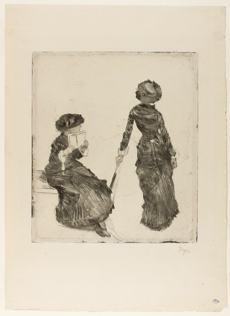 Mary Cassatt in het Louvre: De Etruskische Galerij door Hilaire Germain Edgar Degas
