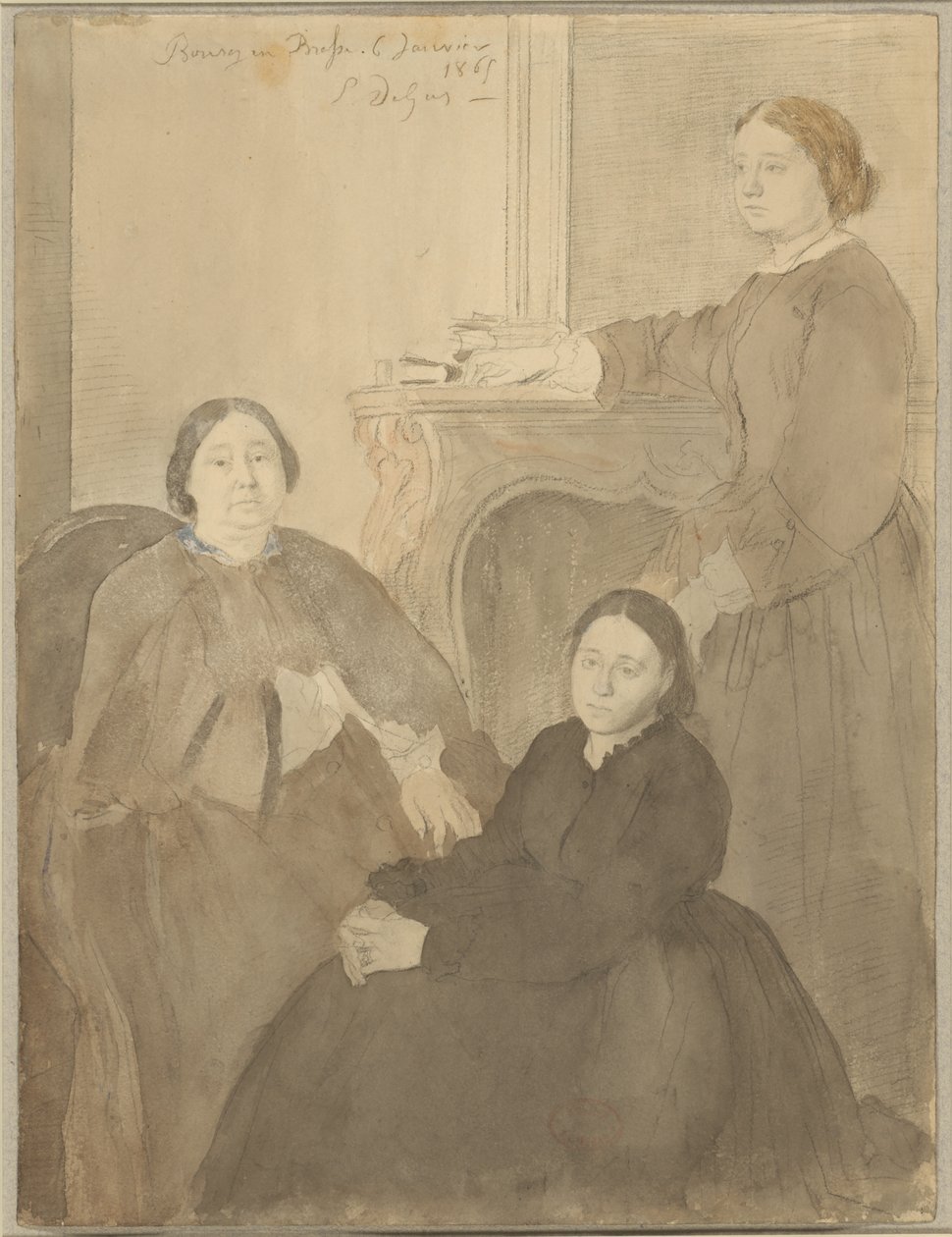 Michel Musson en haar dochters Estelle en Désirée door Hilaire Germain Edgar Degas