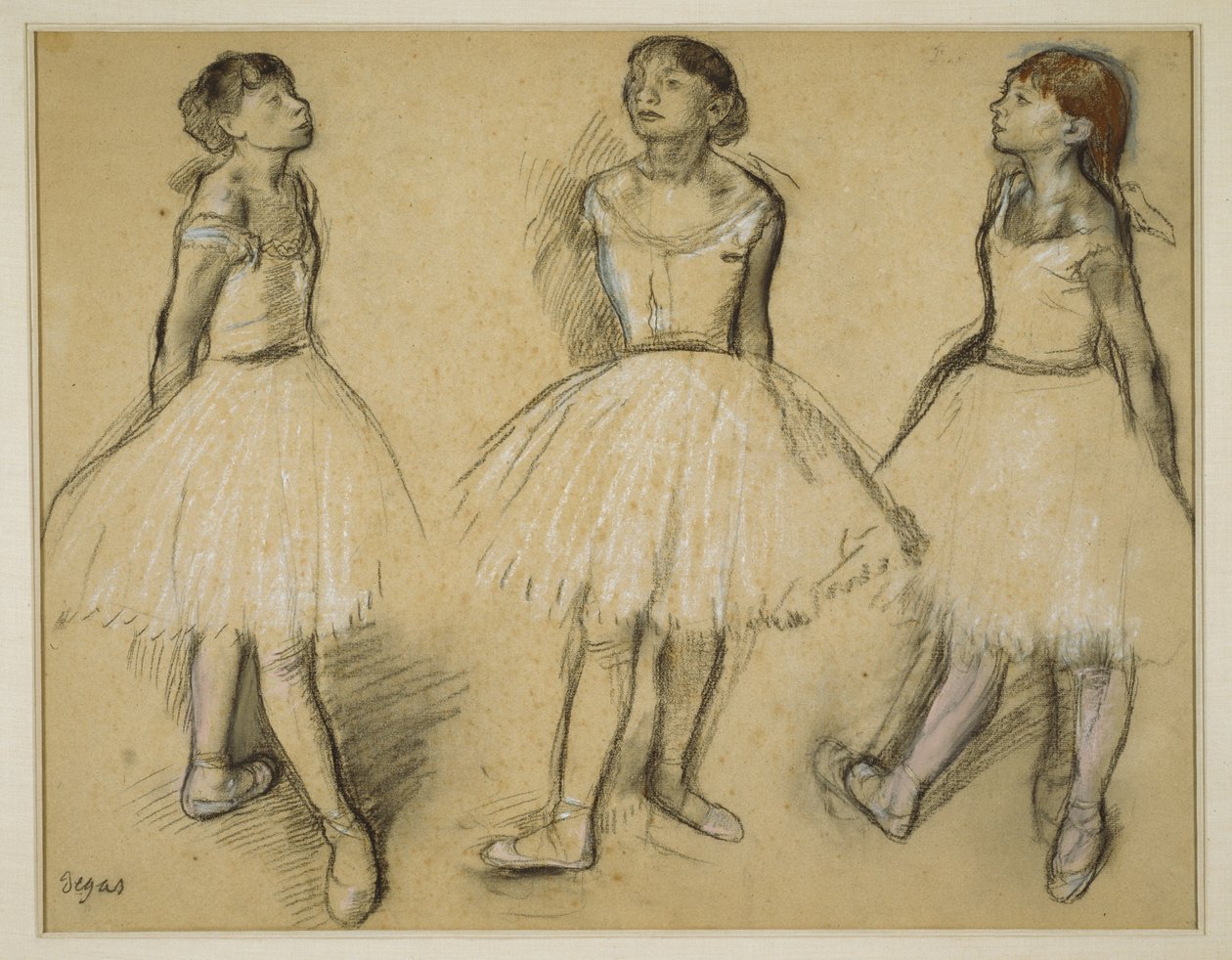 Drie studies van een danser in vierde positie door Hilaire Germain Edgar Degas