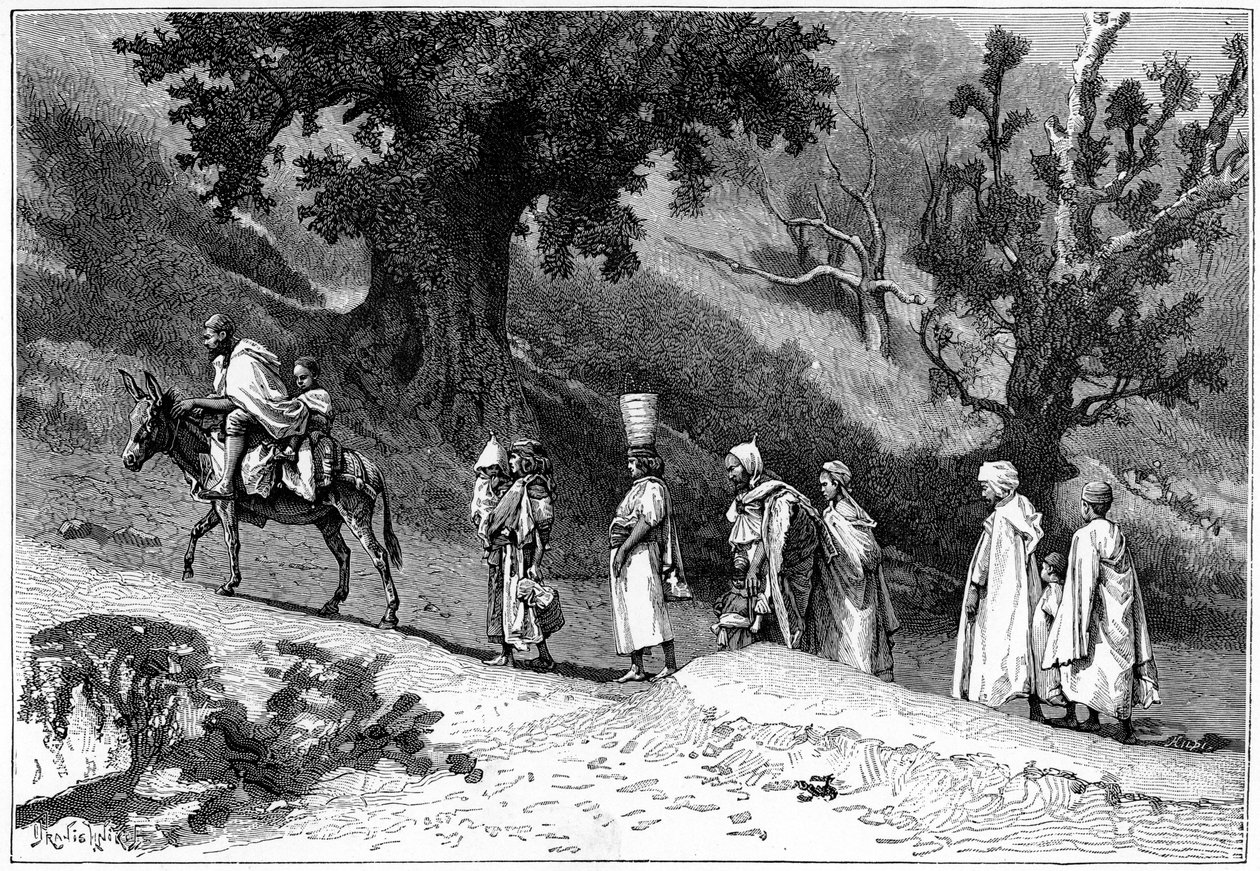 Kabylische familie op reis, Algerije, ca. 1890 door Hildibrand