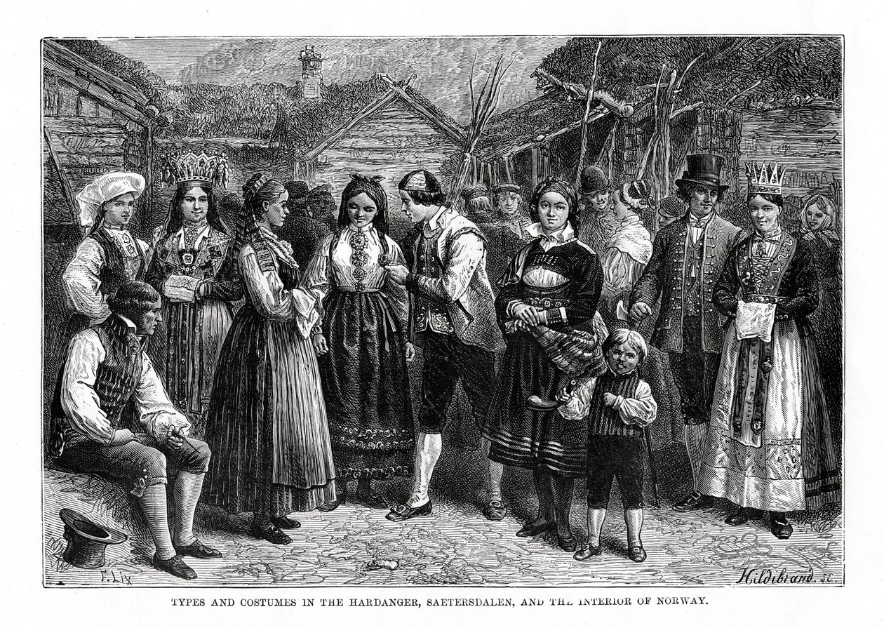 Typen en kostuums in Noorwegen, 1879 door Hildibrand