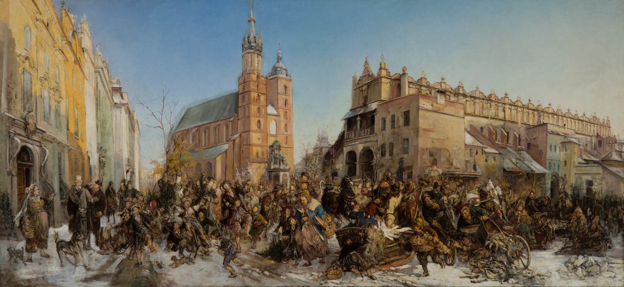 Kermis op het Grote Marktplein in Krakau door Hipolit Lipinski