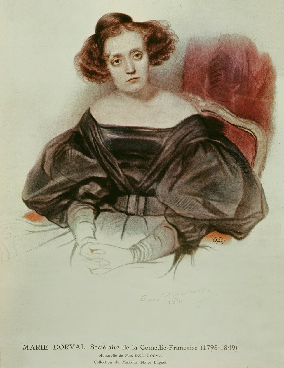 Marie Dorval (1798-1849) in kostuum, 1831 door Hippolyte Delaroche