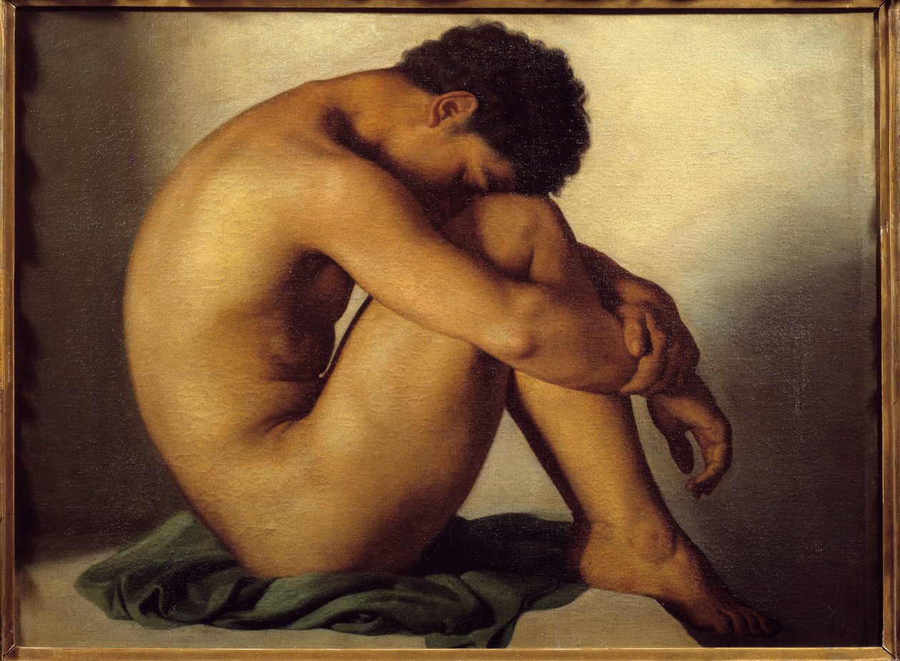 Studie van een jonge naakte man door Hippolyte Flandrin