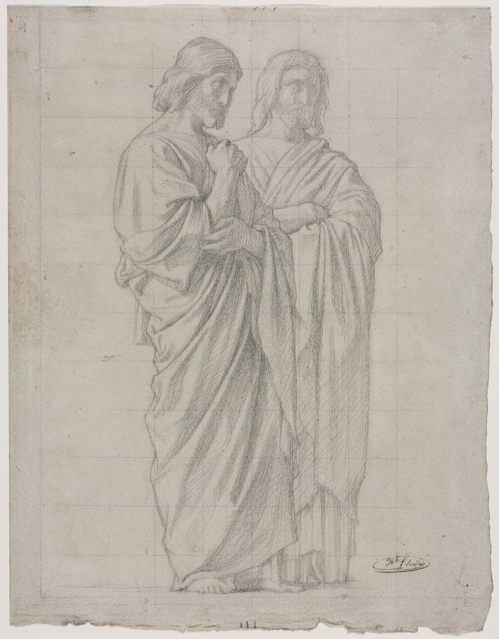 Twee staande figuren studie voor het linker gedeelte van De missie van de apostelen door Hippolyte Jean Flandrin