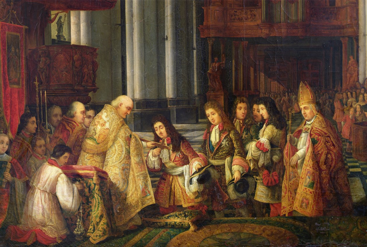 Intocht van Lodewijk XIV (1638-1715) in de kathedraal van Saint-Omer (detail) door Hippolyte Joseph Cuvelier