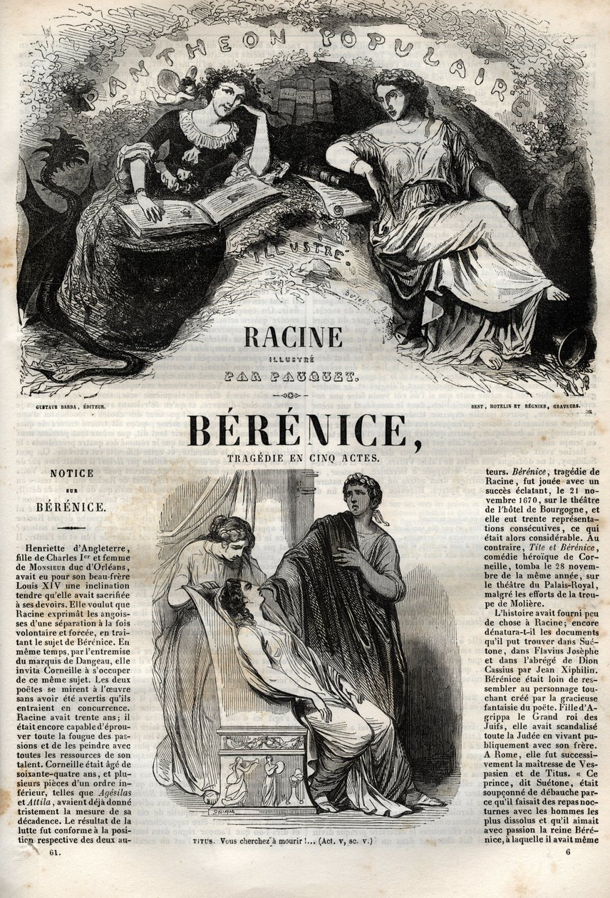 Berenice tragedie in vijf bedrijven - gravure in 