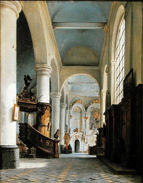 Interieur van de Kerk van St. Denis, Saint-Omer, 1835 door Hippolyte Victor Valentin Sebron