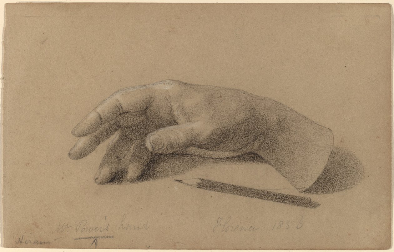 Studie van een hand door Hiram Powers