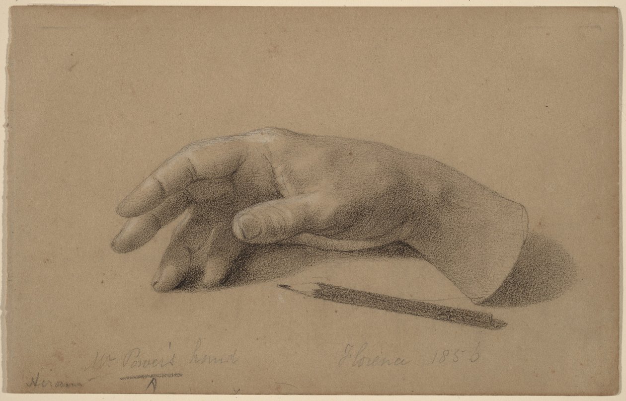 Studie van een hand door Hiram Powers