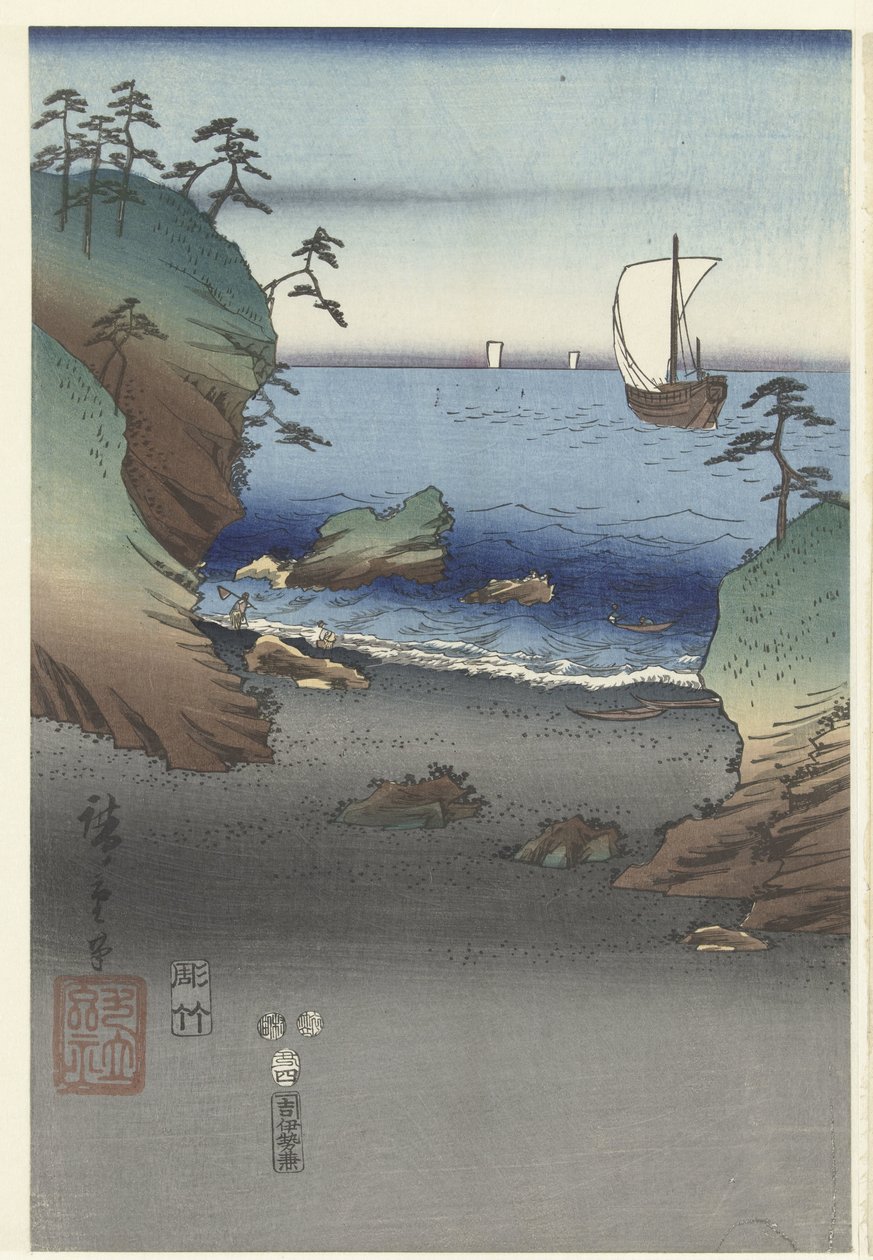 De elegante prins Genji te Suma door Hiroshige (I) , Utagawa