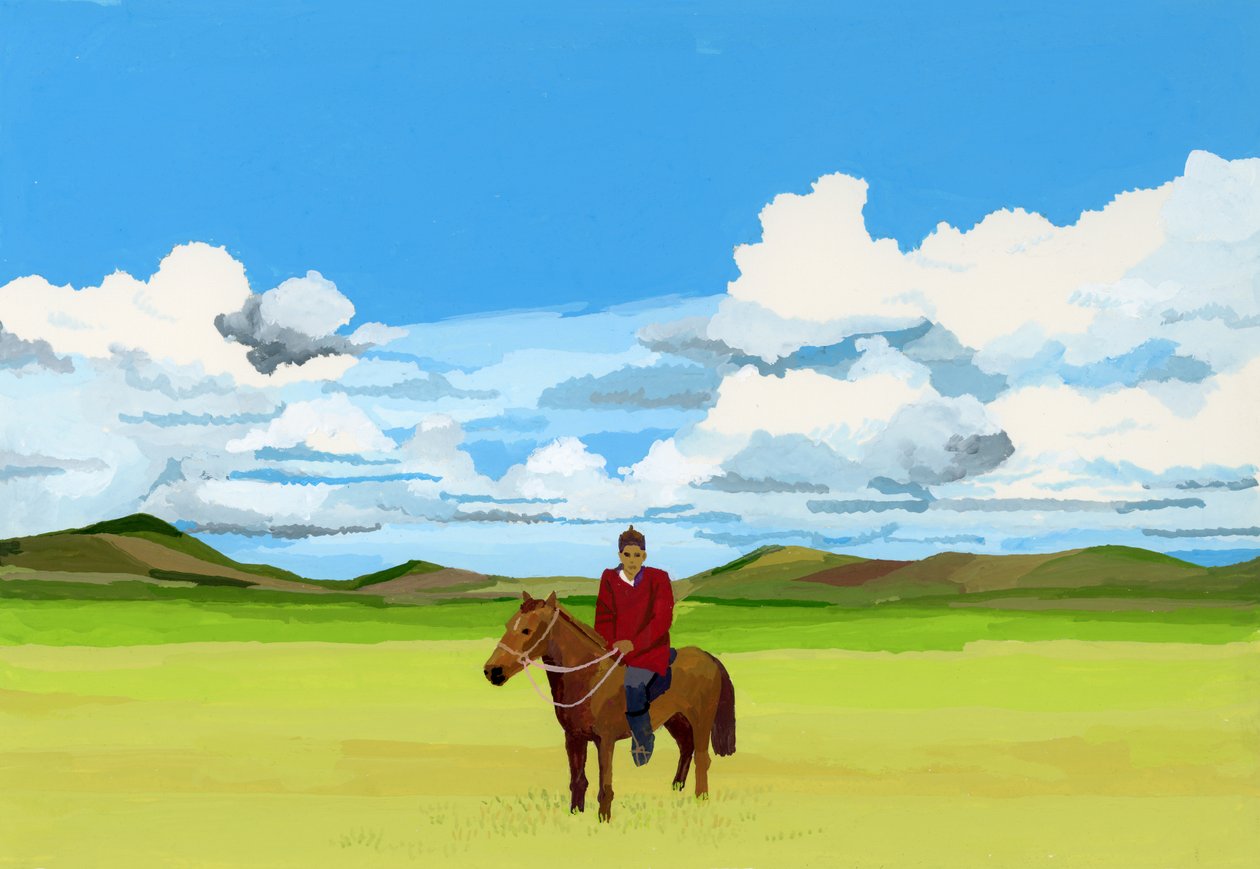 Mongoolse steppen en mensen te paard, 2015 door Hiroyuki Izutsu
