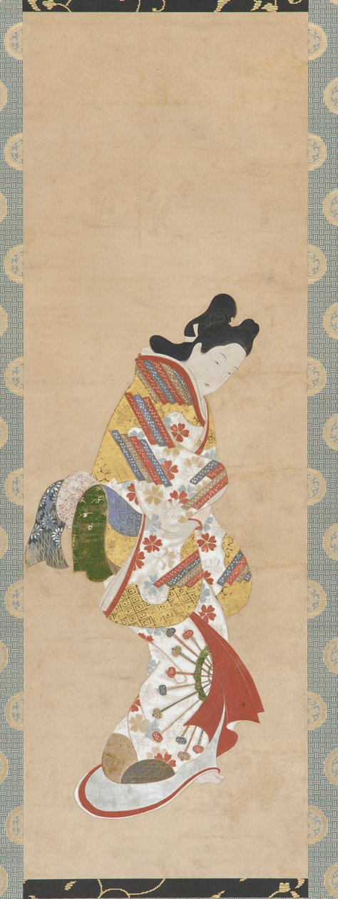 Staande figuur van een vrouw door Hishikawa Morofusa