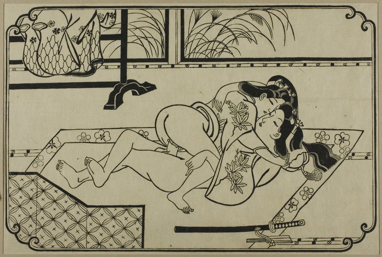 Een blad uit een shunga-album door Hishikawa Moronobu