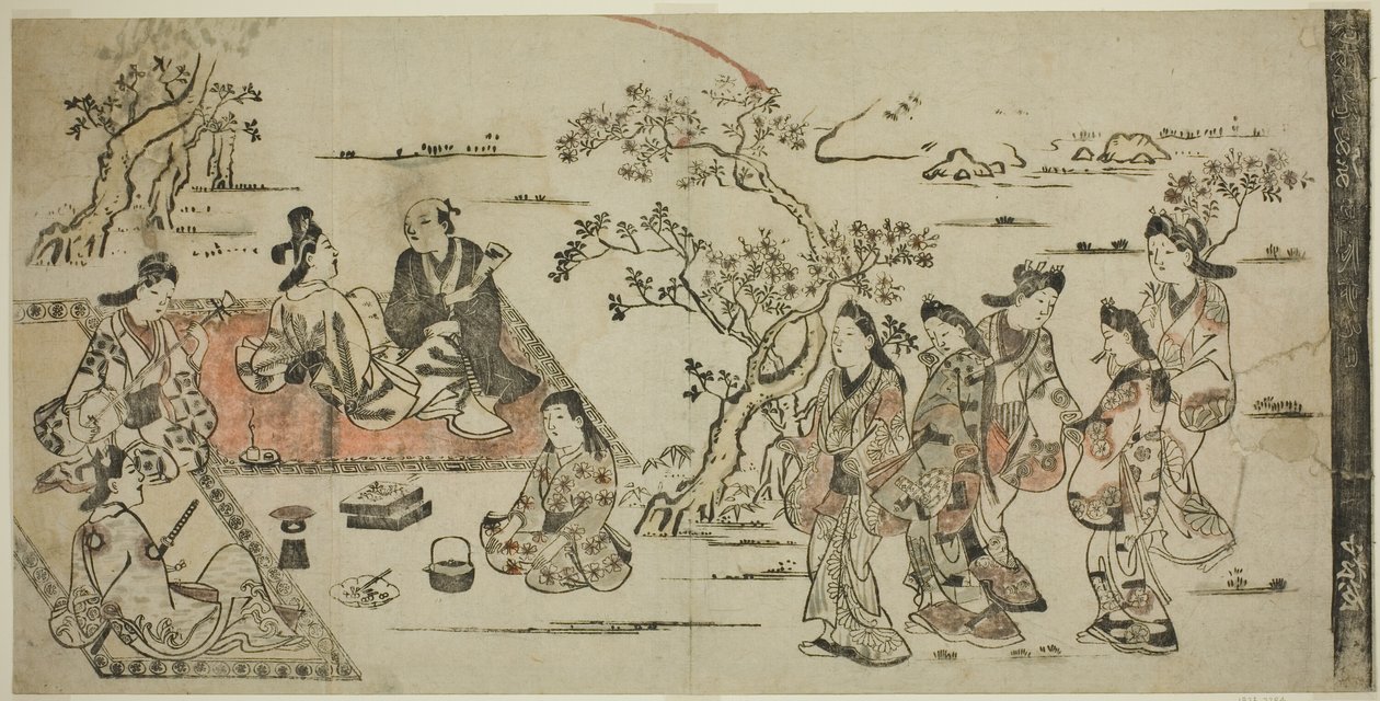 Bloemen bekijken door Hishikawa Moronobu