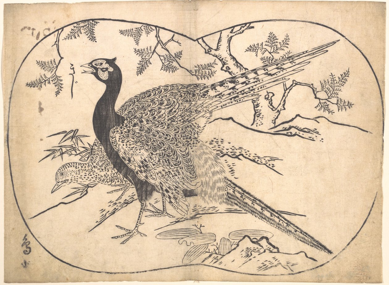 Fazanten door Hishikawa Moronobu
