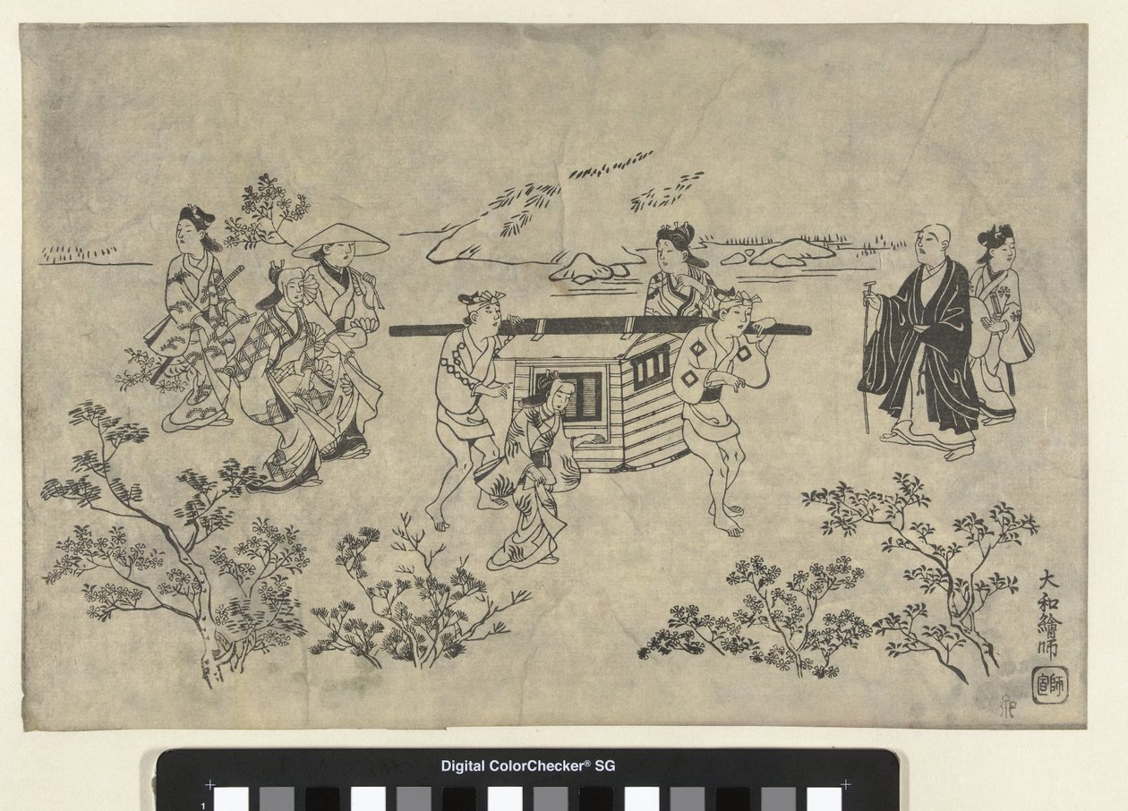 Reizend gezelschap door Hishikawa Moronobu