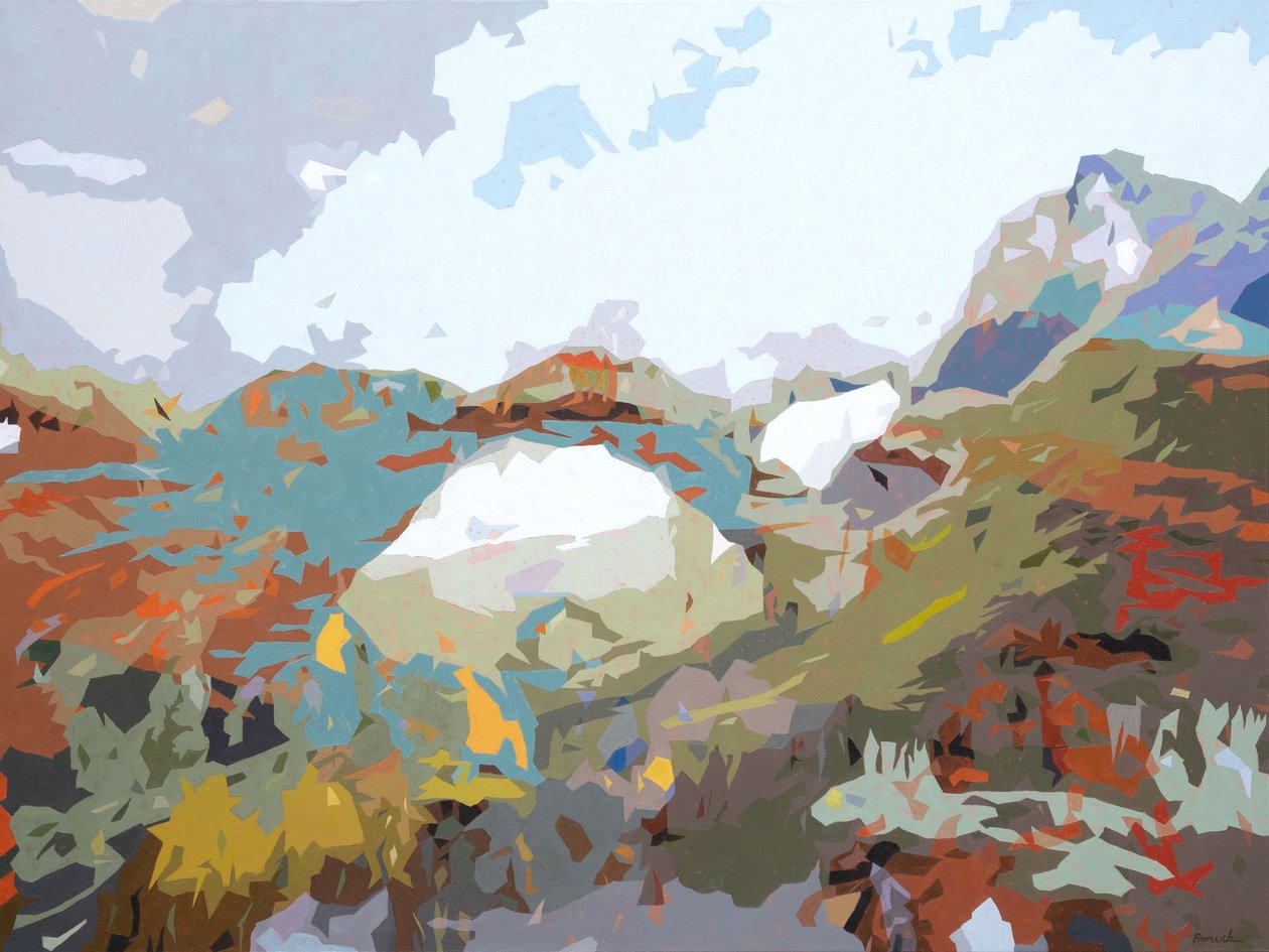 Landschap Obscura - 12, 2024 (olieverf op doek) door Holly Boruck