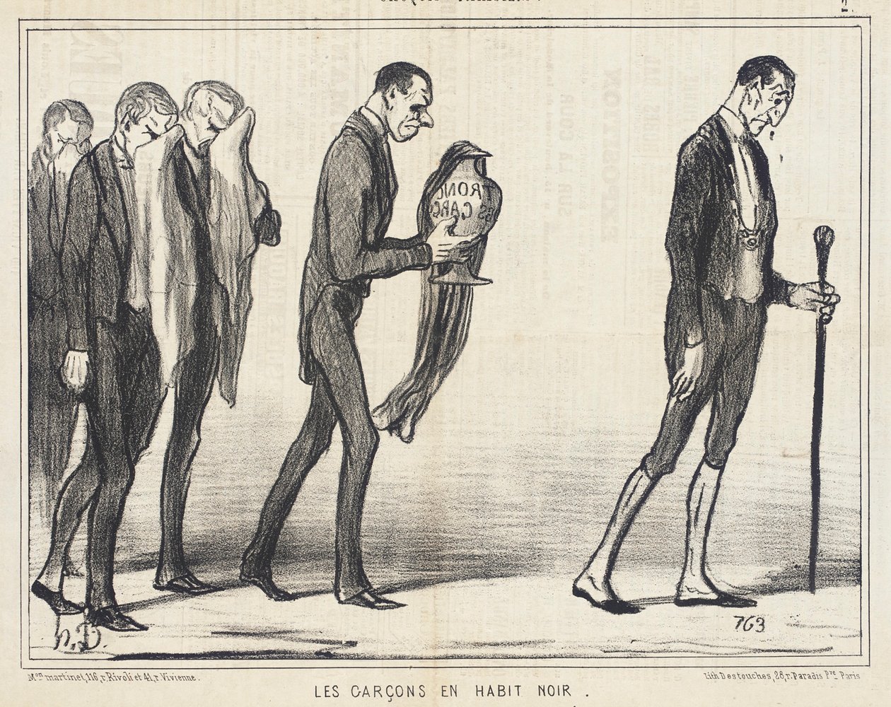 De jongens in zwarte kleding door Honoré Daumier