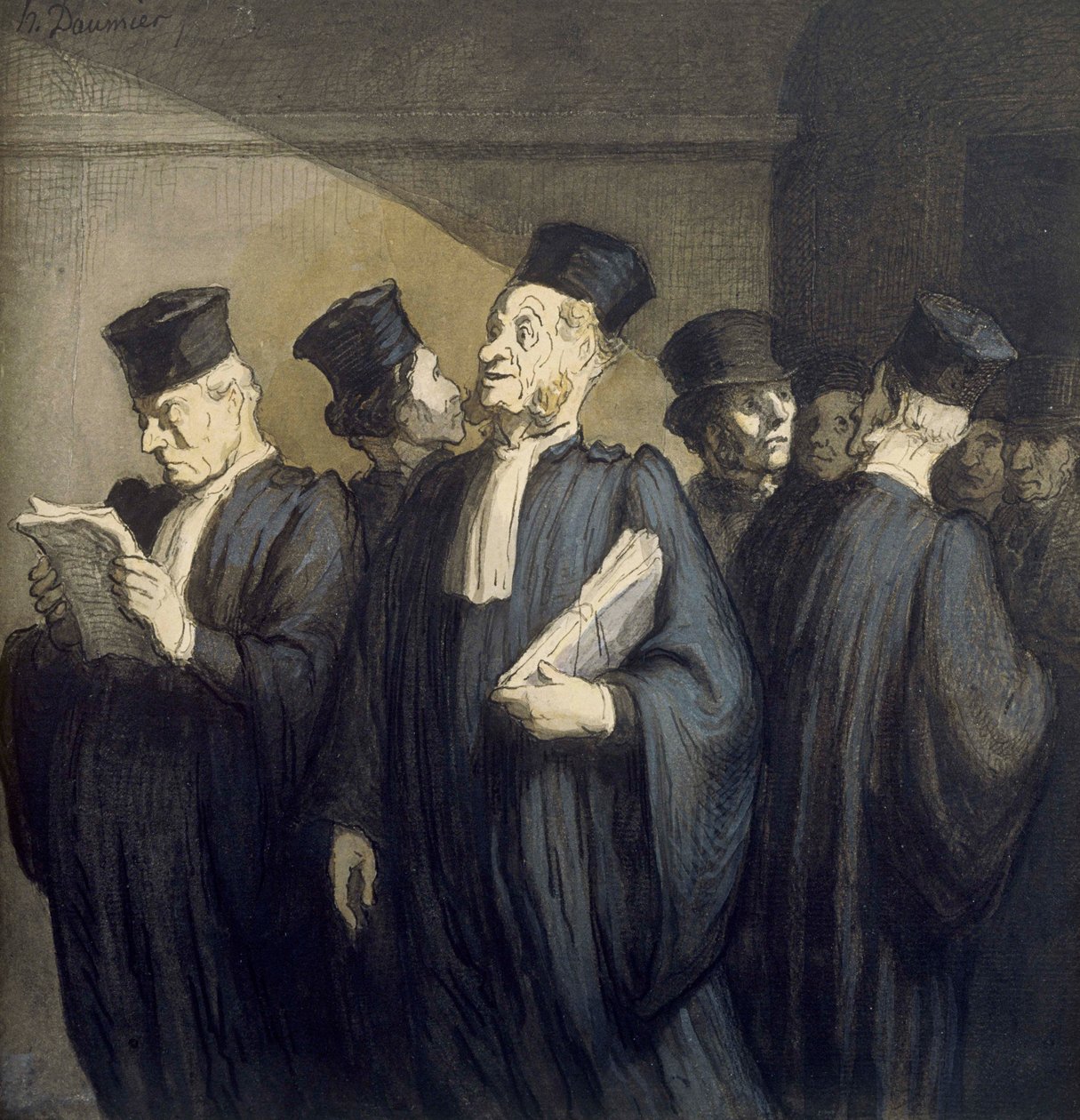 Voor de Zitting door Honoré Daumier