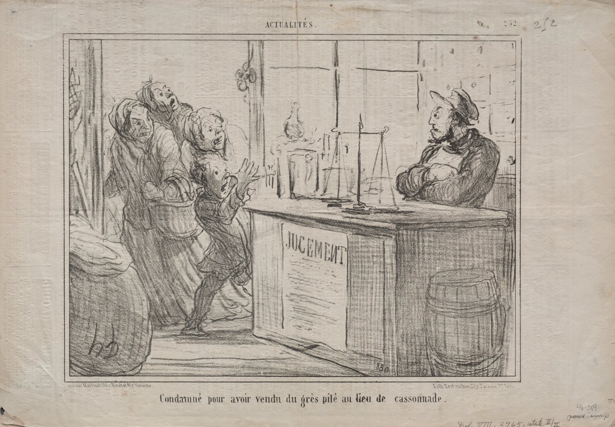 Actualiteiten (Nr. 252): Veroordeeld voor het verkopen van een hoop zand in plaats van vochtige bruine suiker door Honoré Daumier