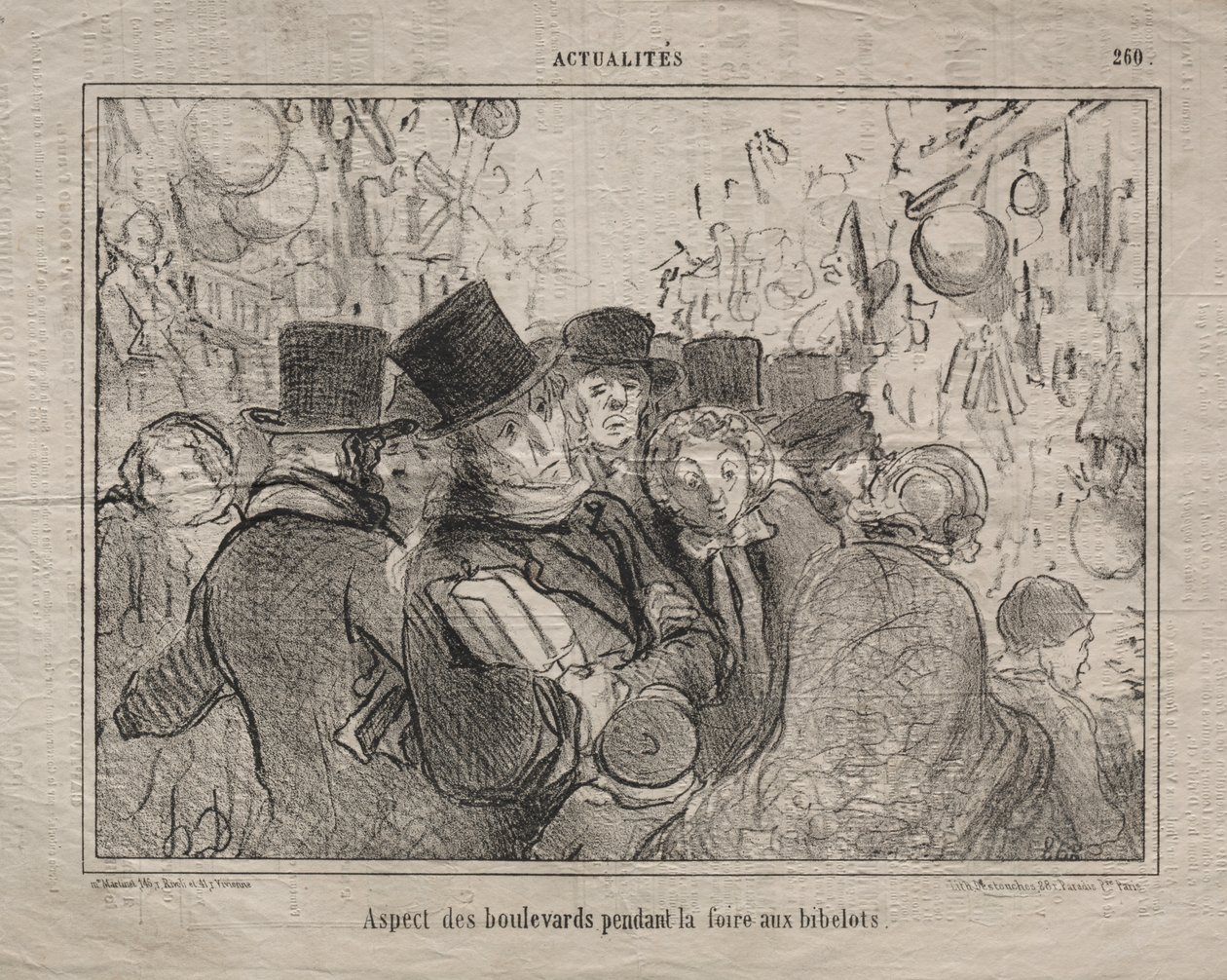 Actualiteiten (nr. 260): Uitzicht op boulevards tijdens een markt voor snuisterijen door Honoré Daumier