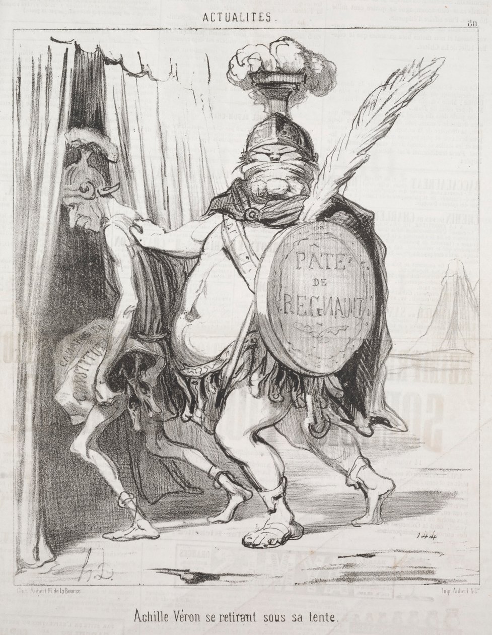 Actualiteiten: Achilles trekt zich terug in zijn tent, 1850 door Honoré Daumier