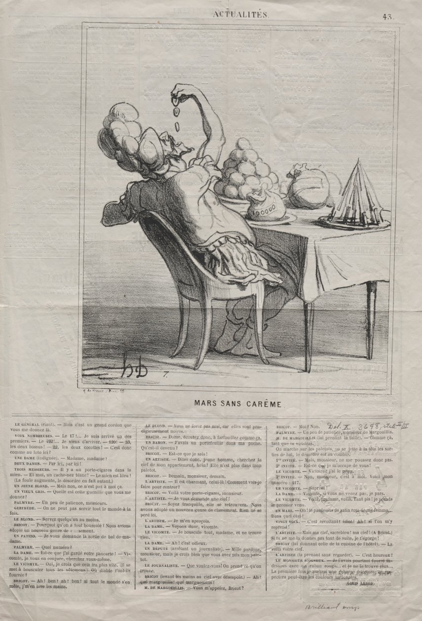 Actualiteiten Nr. 43: Maart zonder Vasten, 1869 door Honoré Daumier