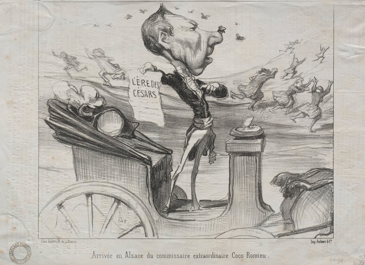 Actualiteiten nr. 81: De aankomst in de Elzas van de buitengewone commissaris, Coco Romieu, 1850 door Honoré Daumier