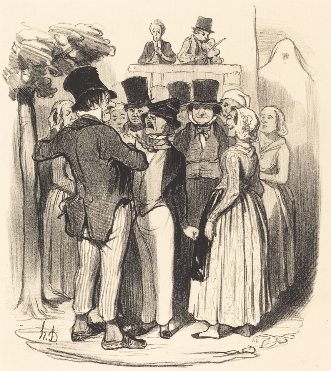 Ah! Gringalet uit Parijs... je zult komen dansen... door Honoré Daumier