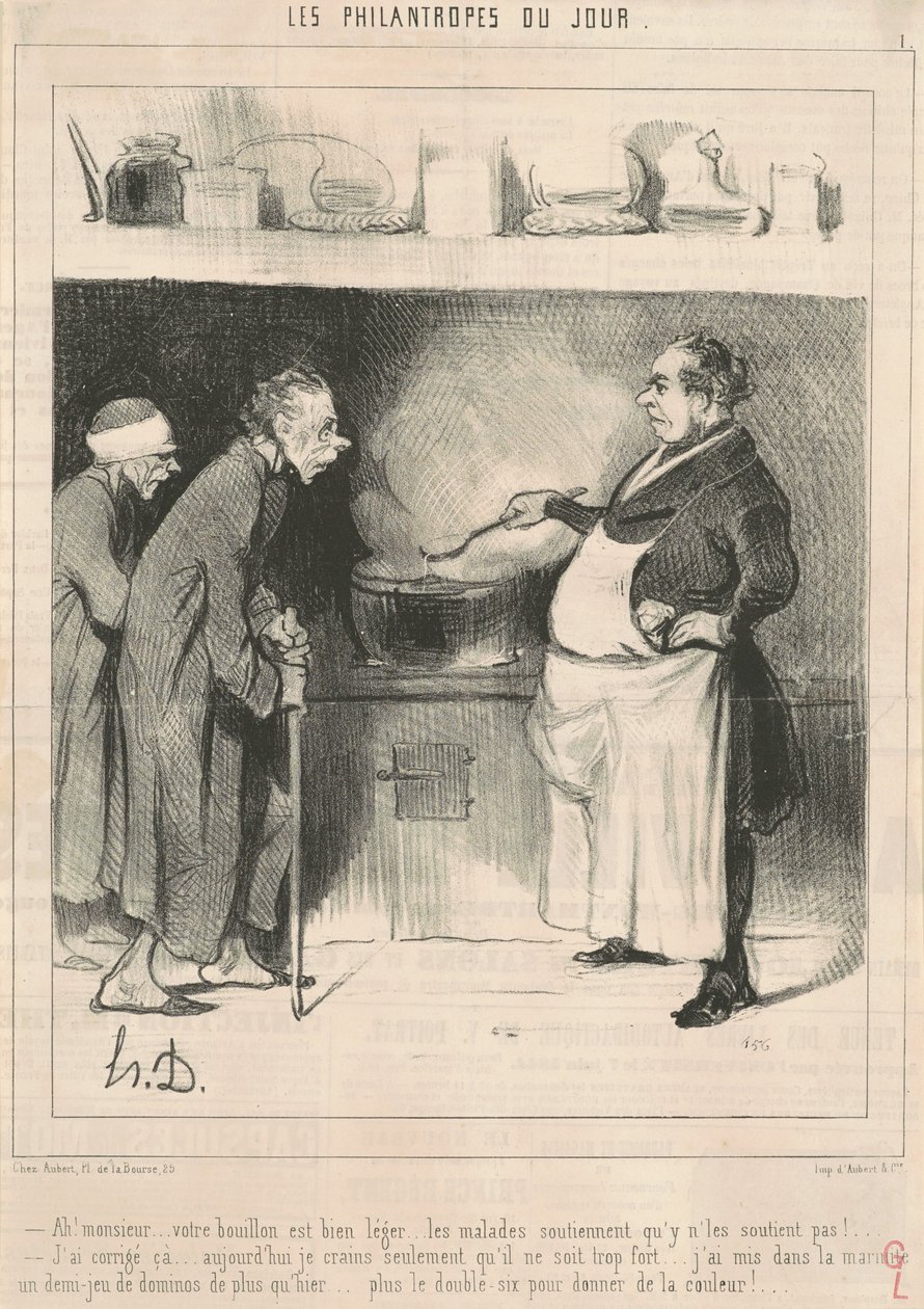 Ah! Meneer ... uw bouillon is ... door Honoré Daumier