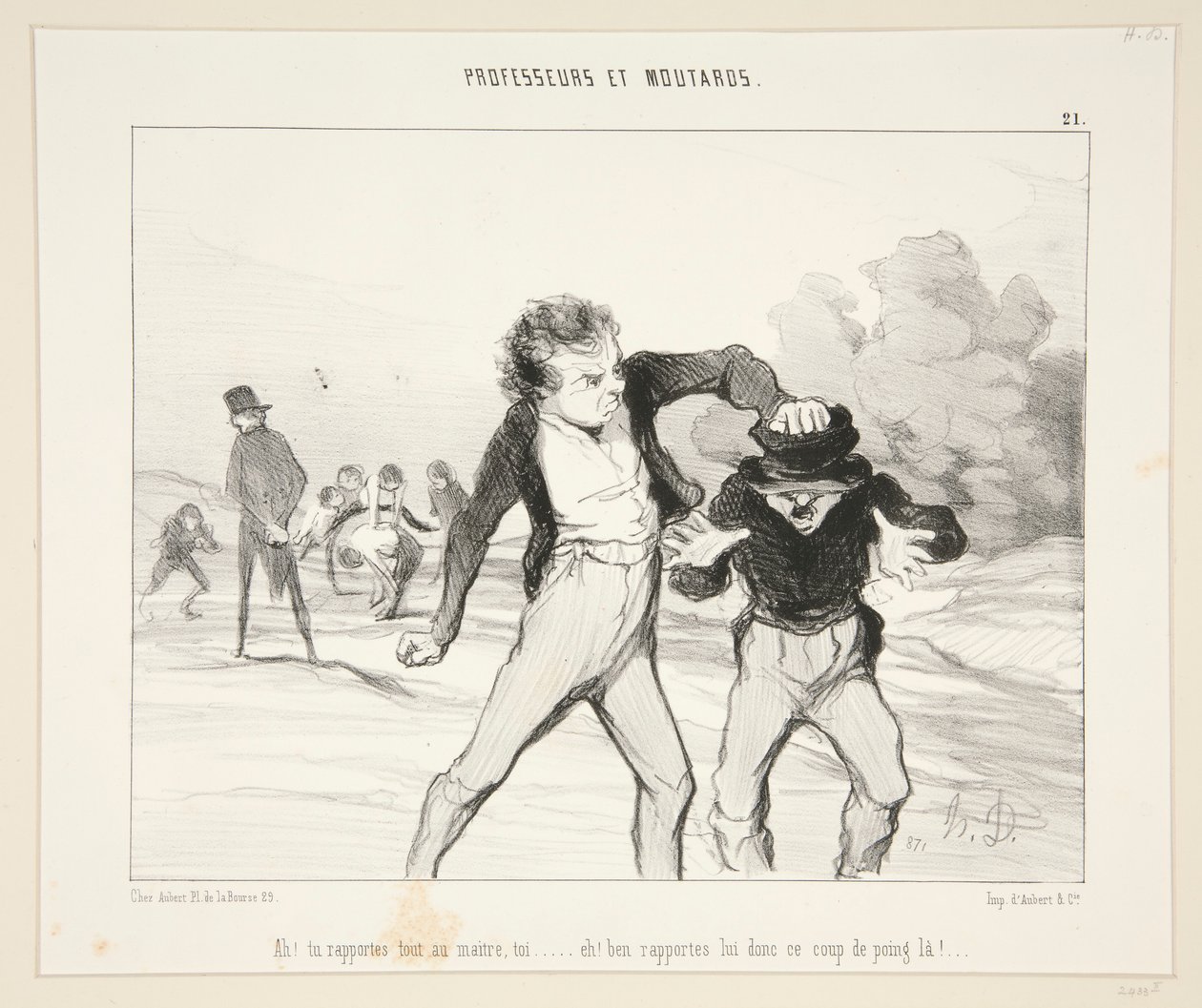 Ah! Jij rapporteert alles aan de meester? - #21 van Professeurs et Moutards door Honoré Daumier