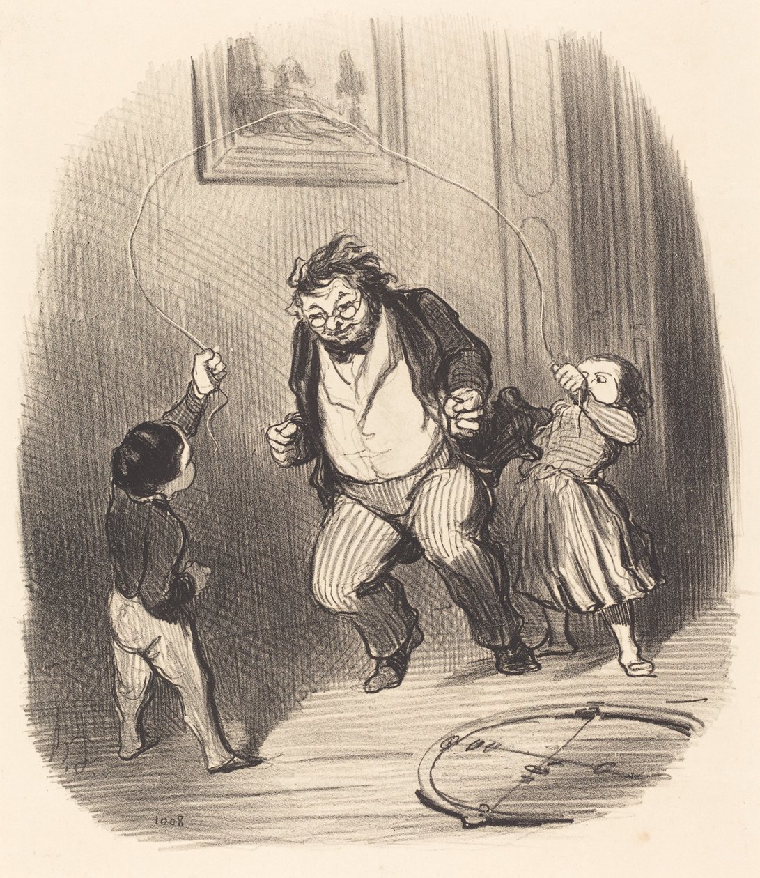 Kom op, papa... nog... tweeëndertig rondjes!... door Honoré Daumier