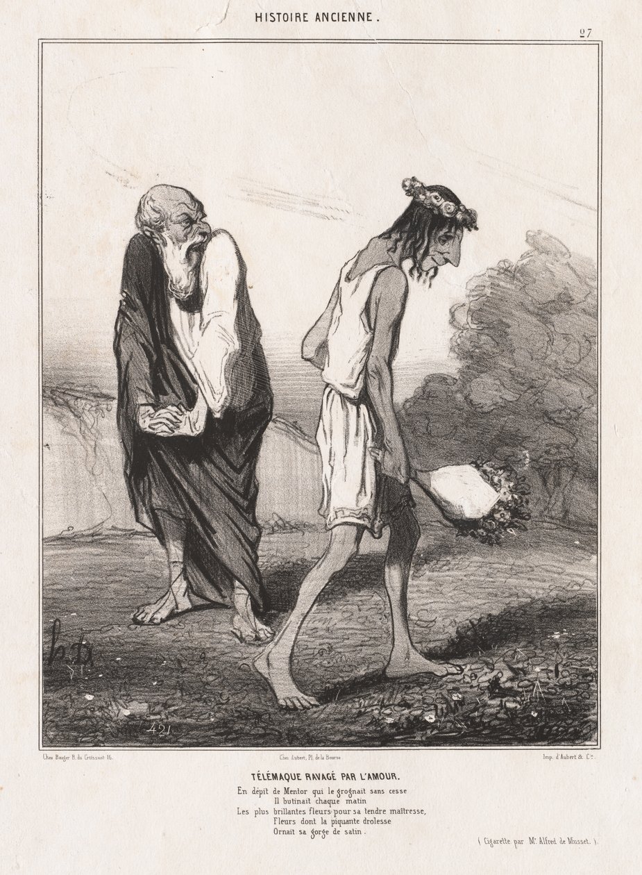 Oude Geschiedenis: Pl. 27, Telemachus Verwoest door Liefde..., 1842 door Honoré Daumier